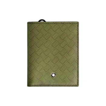 MONTBLANC Stylish 3.0 Leather Wallet Men's Lime Green & Bordeaux Red