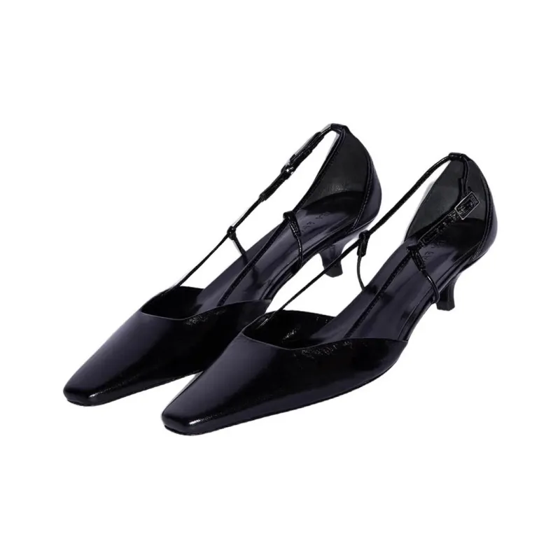 By Far 40mm Francine Creased Leather Pumps-2