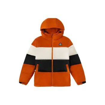 Vans Letter Colorblock Hooded Down Jacket Unisex Orange