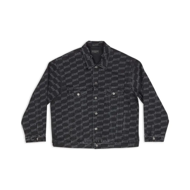 Balenciaga Denim Jacket Loose Fit Unisex Black-0