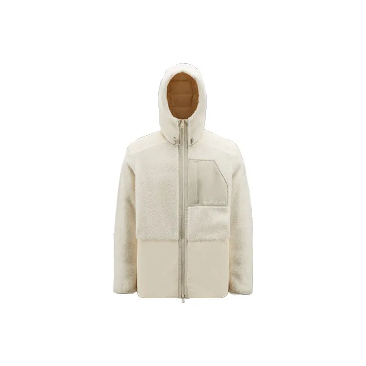 Moncler FW22 Solid Color Hooded Down Jacket Men's Beige-0