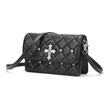 Ed Hardy Classic Series Cow Leather Crossbody Bag Regular Women's Black/Ecru