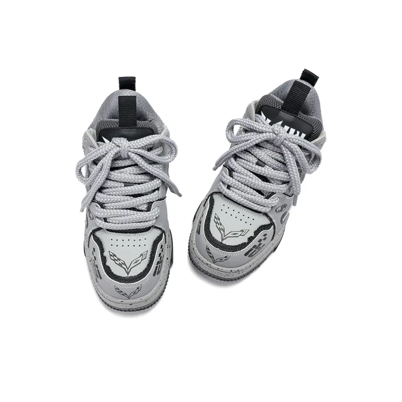 X·LUN Highway Race Anti Slip And Wear Resistant Height Increasing Low Top Skateboard Shoes Unisex Gray-4