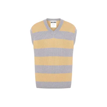 MOSCHINO Logo patch Striped Virgin wool Vest