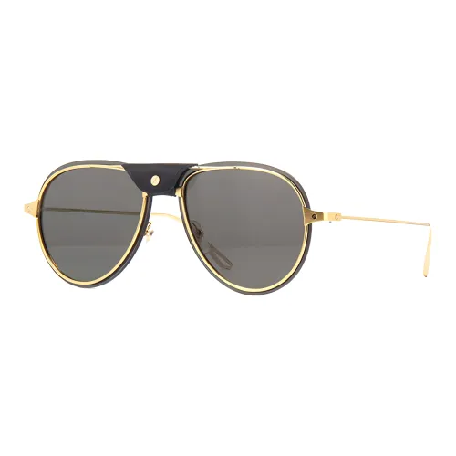 CARTIER Metal Irregular Shape Sunglasses Men's Black
