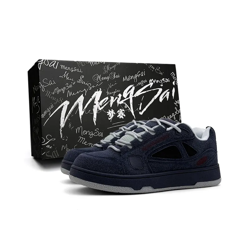 Mengsai Anti Slip Wear Resistant Low Top Skateboard Shoes Unisex Dark Blue Gray-0