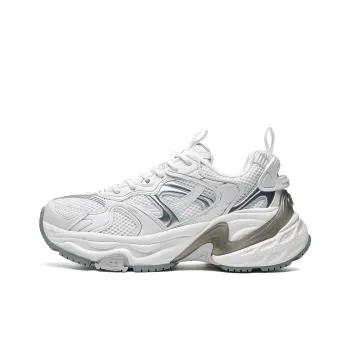Kappa Back to Back Anti Slip Wear Resistant Low Top Chunky Sneakers Unisex White Silver