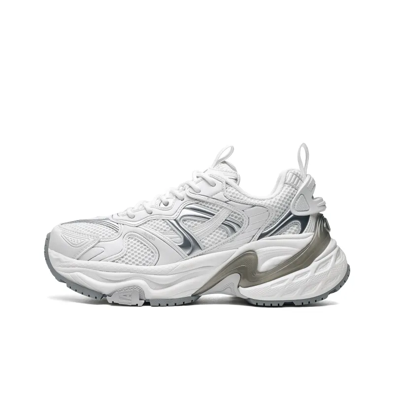 Kappa Back to Back Anti Slip Wear Resistant Low Top Chunky Sneakers Unisex White Silver-0