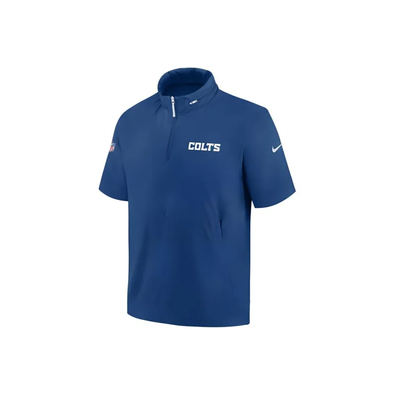 Nike Indianapolis Colts Sideline Coach Men's Nike Nfl 1/2 Zip Short Sleeve Hooded Jacket-0