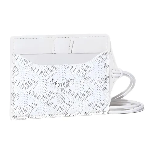 GOYARD Canvas With Calfskin Card Holder Unisex White