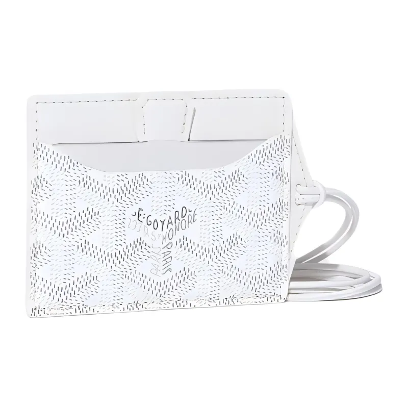 GOYARD Canvas With Calfskin Card Holder Unisex White-0