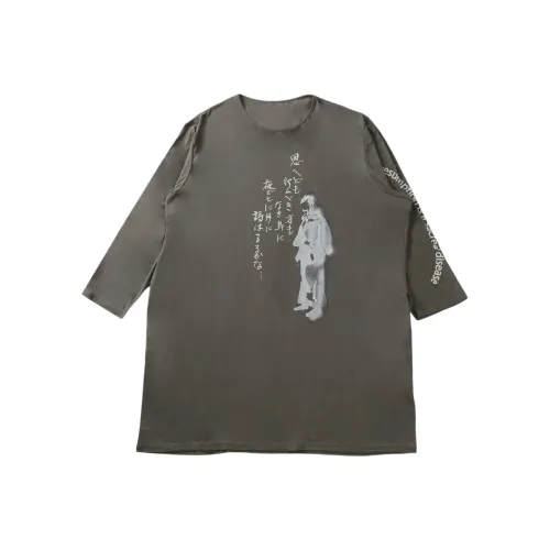 Yohji Yamamoto Pour Homme 차콜 그레이 남성 티셔츠