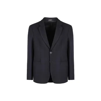 GIORGIO ARMANI Single breasted Jacket In A Chevron Jacquard Stretch wool Blend
