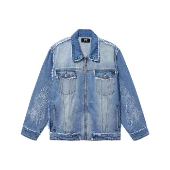 Revenge Denim Jackets Unisex Light Blue