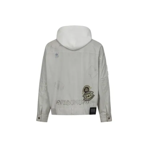 EVISU Denim Jackets Men Beige Yellow