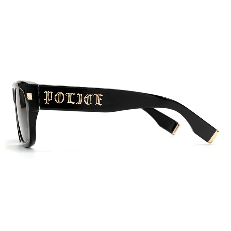 Police Plate Frame Square Sunglasses Unisex Black-1