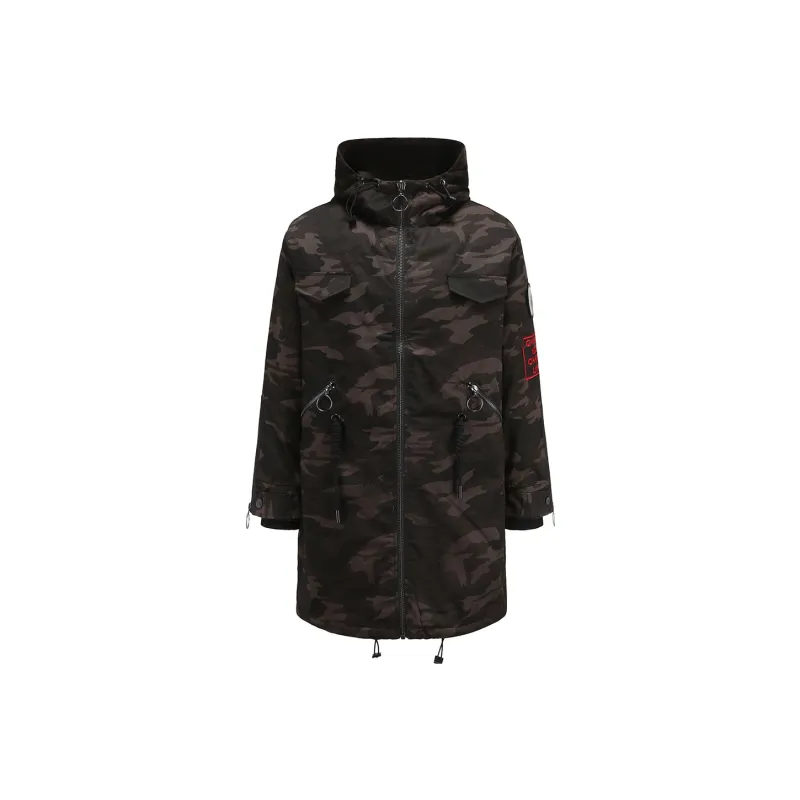 Clubxxhh Camouflage Hooded Loose Fit Thickened Mid-Length Puffer Jacket Unisex Camouflage-0