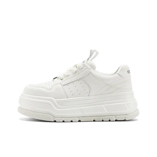 FIVE PLUS Anti Slip Wear Resistant Low Top Skateboard Shoes Women's White