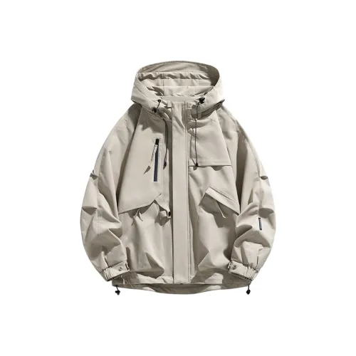 33TH Jackets Coats Unisex Khaki Fabric Color