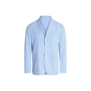 Polo Ralph Lauren Hand-Tailored Striped Poplin Suit Jacket Business Suit Men's Blue