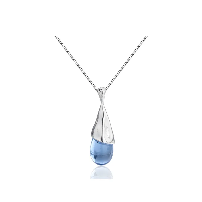 TUTAE 925 Sterling Silver Necklaces Women's Blue-0