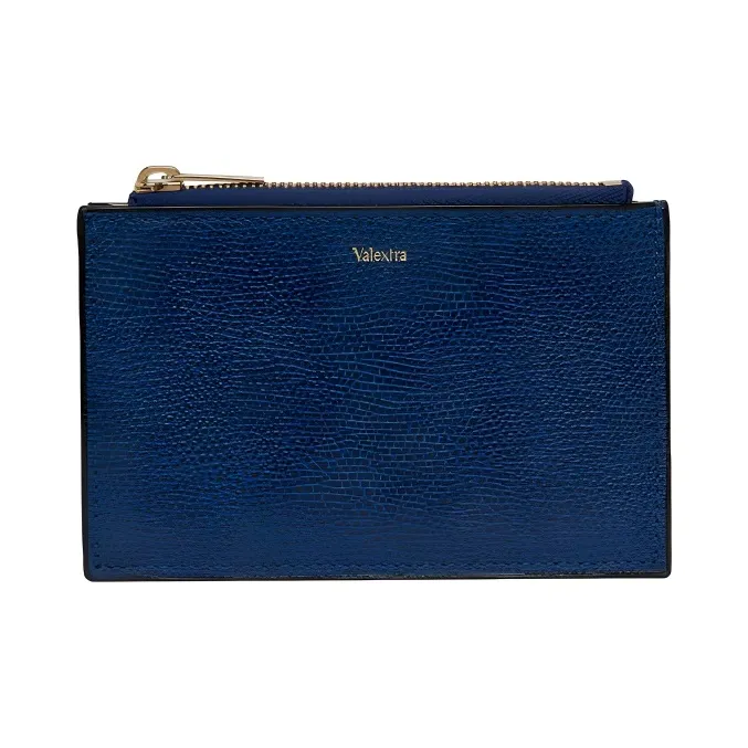 Valextra Cow Leather Coin Purse Women's Marine Blue-0