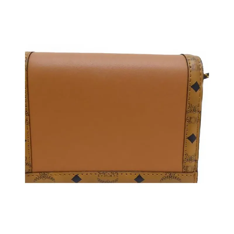 MCM Tracy Visetos Calfskin With Canvas Trim Wallet Mini Women's Cognac-2