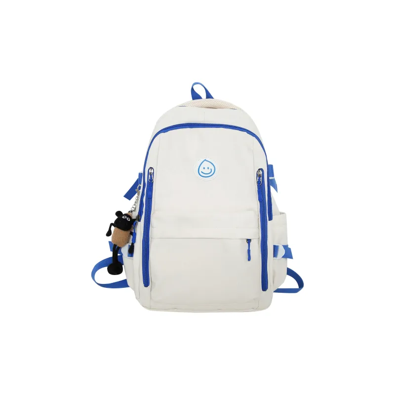 ZOGA Nylon Backpack Unisex White & Blue/Beige Bear-0