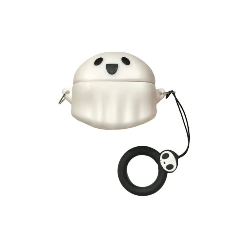 CHRROTA Compatibility With Apple AirPods 4 Silicone Cartoon Black White Ghost Headphone Cases-2