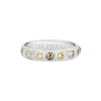 De Beers 18kt White Gold Talisman Diamond Band Ring