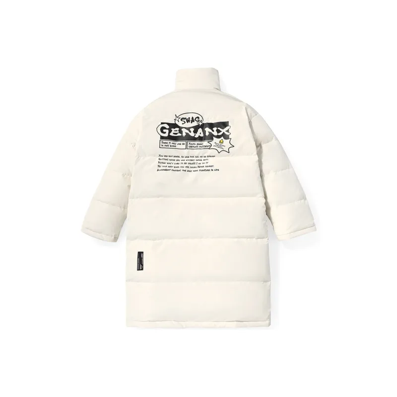 GENANX Letter Stand Collar Without Hood Loose Fit Down Jacket Unisex-6
