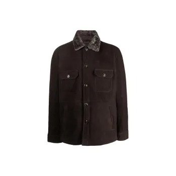 BARBA Shearling collar Suede Shirt Jacket