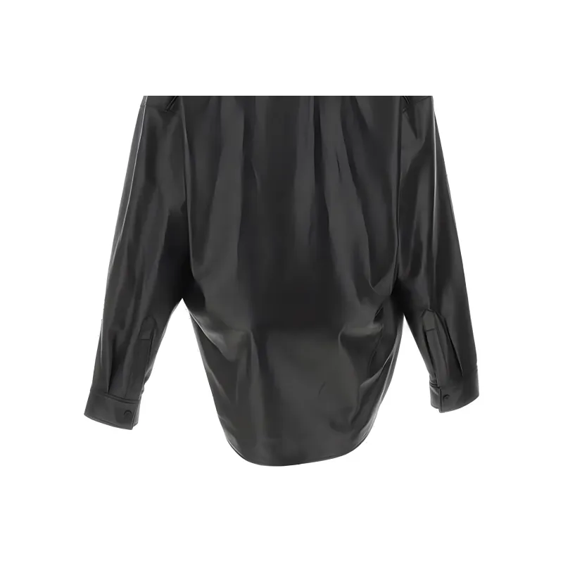Balenciaga Oversized Leather Cocoon Shirt 'Black'-2