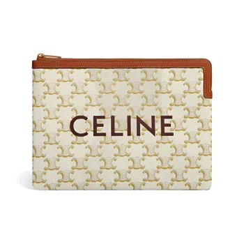 CELINE Triomphe Sheepskin Wallets Clutches Small Size Women's Candy Color/White