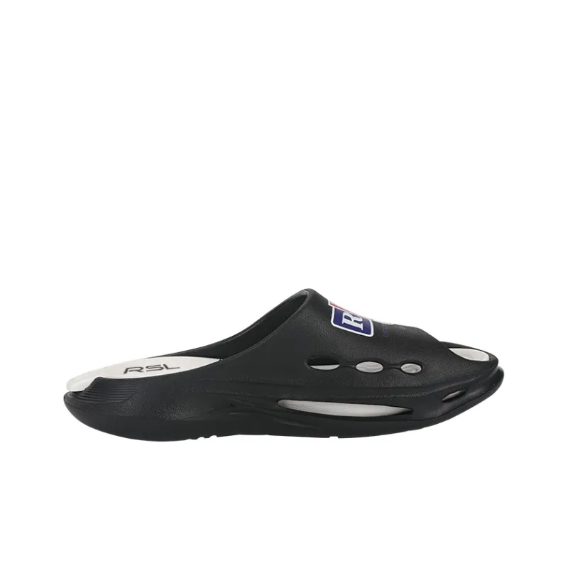 RSL Slip Resistant Abrasion Resistant Cushioning Slide Slippers Unisex Black White-1