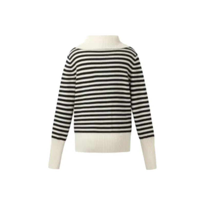 GOELIA Sweater Women's 14S Black White Stripes-1