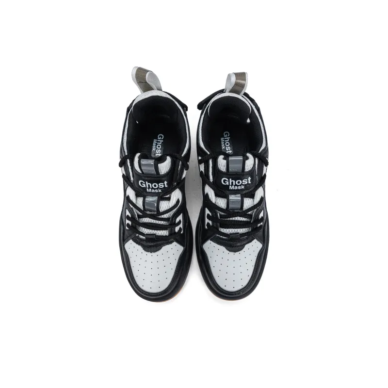 Ghost Mask Slip Resistant, Lightweight, Breathable, Height Increasing Low Top Skateboard Shoes Black White-3