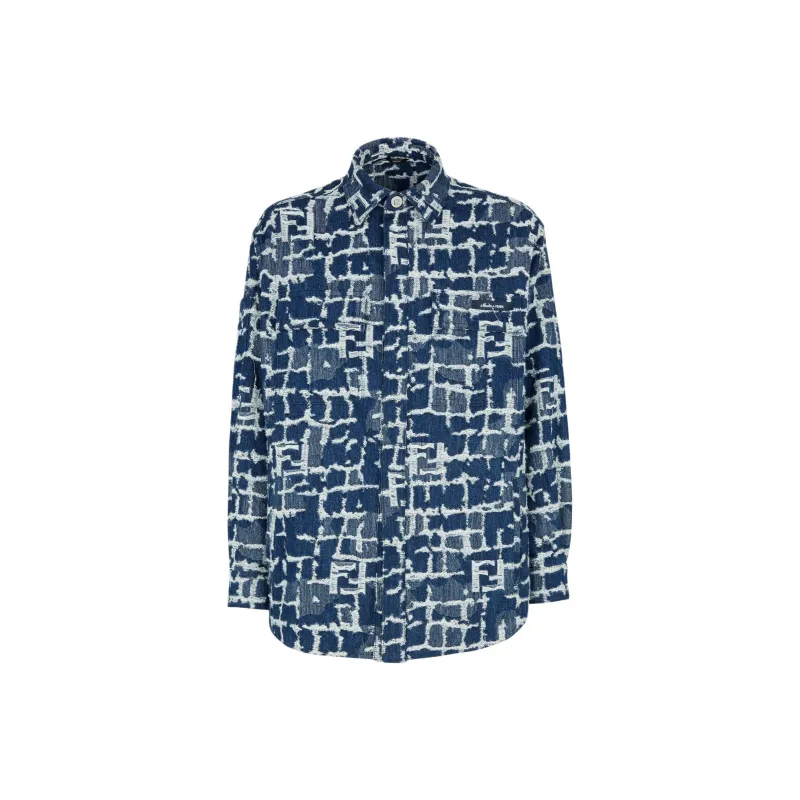 FENDI Logo Detailed Distressed Denim Jacket-0