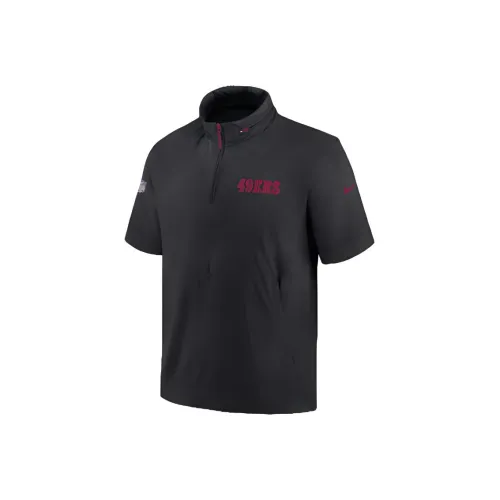 Nike San Francisco 49ers Sideline Coach Men's Nike Nfl 1/2 Zip Short Sleeve Hooded Jacket
