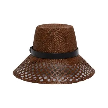 WEEKEND MaxMara Raffia, Cow Leather, Polyester, Cotton Hats & Caps Unisex Brown
