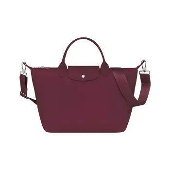 LONGCHAMP Le Pliage Canvas With Leather Dumpling Bag Handbag Shoulder Bag Crossbody Bag Medium Size Women's Dark Brown