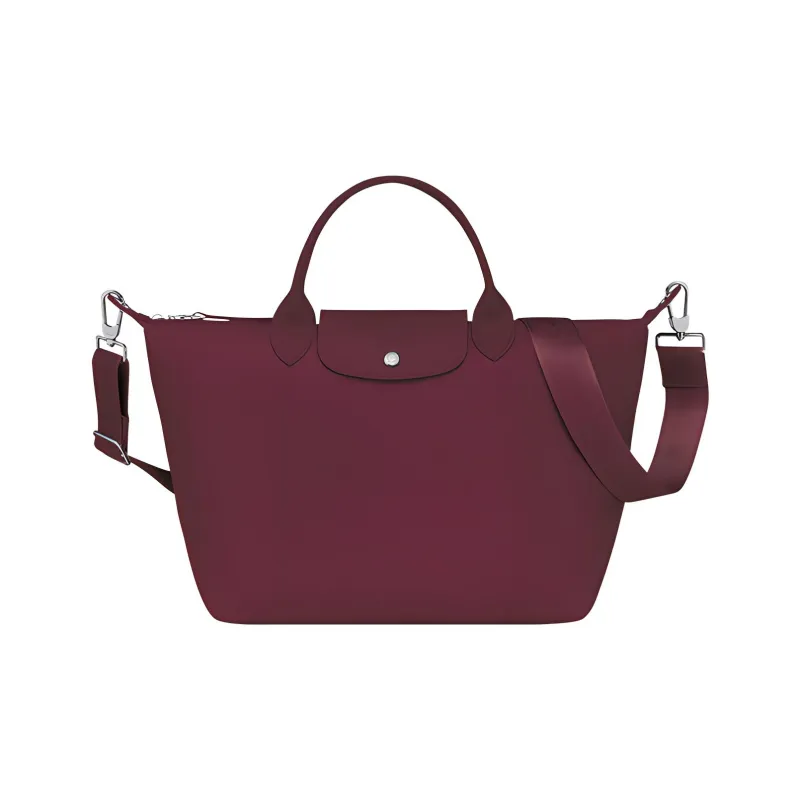 LONGCHAMP Le Pliage Canvas With Leather Dumpling Bag Handbag Shoulder Bag Crossbody Bag Medium Size Women's Dark Brown-0