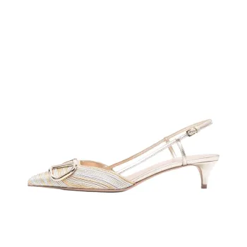 Valentino VLogo Signature Slim Heel High Heels 4cm Women's Silver