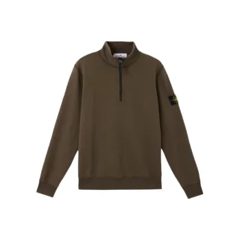 STONE ISLAND Logo Patch Half Zip Sweatshirt