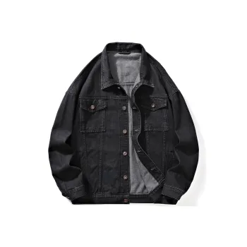 G.M BONNEY Denim Jacket Unisex Black Gray Color