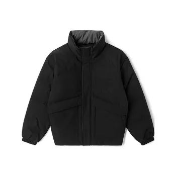 Kappa Solid Color Stand Collar Cropped Down Jacket Men's Black
