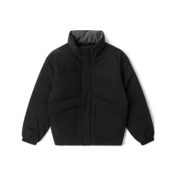 Kappa Solid Color Stand Collar Cropped Down Jacket Men's Black-0