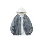 Blue Coat+White Sweatshirt