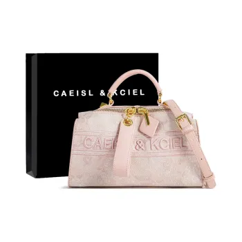 CAEISL&KCIEL Polyurethane Synthetic Leather Handbag Women's Embroidery Pink/Embroidery Gray