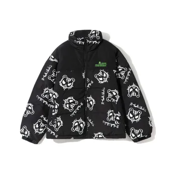 Tokidoki Animal Pattern Stand Collar Thickened Down Jacket Unisex Black